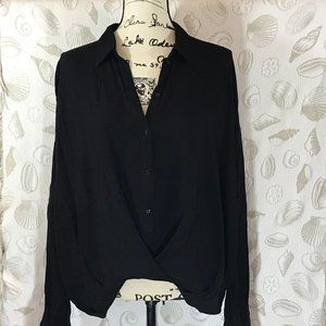 Umgee Cross Front Long Sleeve Popover Top Blouse